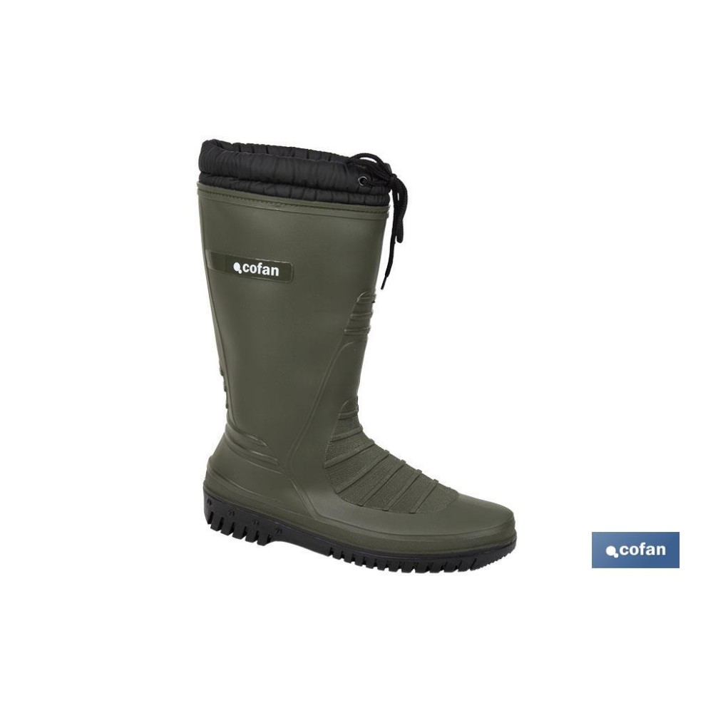 BOTA DE AGUA VERDE/NEGRA CON FORRO POLAR TALLA 42