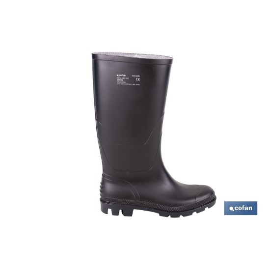 BOTA ALTA DE AGUA PVC NEGRA OB FO SR TALLA 39