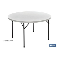 MESA REDONDA PLEGABLE BLANCA 120X74CM