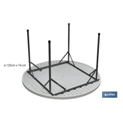 MESA REDONDA PLEGABLE BLANCA 120X74CM