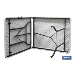 MESA PLEGABLE RECTANGULAR BLANCA CON BLOQUEO DE SEGURIDAD 180X75X72 CM
