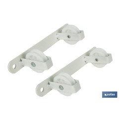 TENDEDERO FIJO DE PARED BLANCO DE DOS PIEZAS CON 2 POLEAS 20 X 6.5 X 2.5 CM