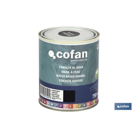 ESMALTE AL AGUA (750 ML) NEGRO MATE