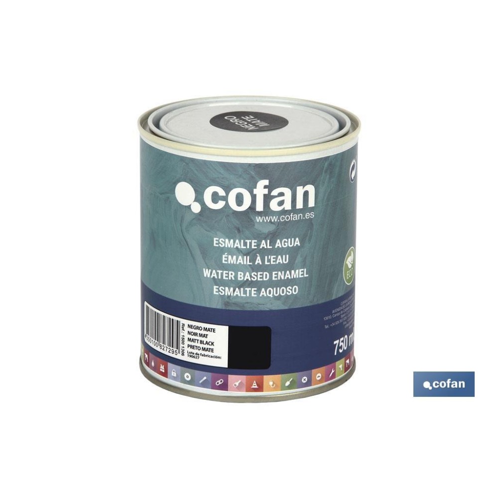 ESMALTE AL AGUA (750 ML) NEGRO MATE