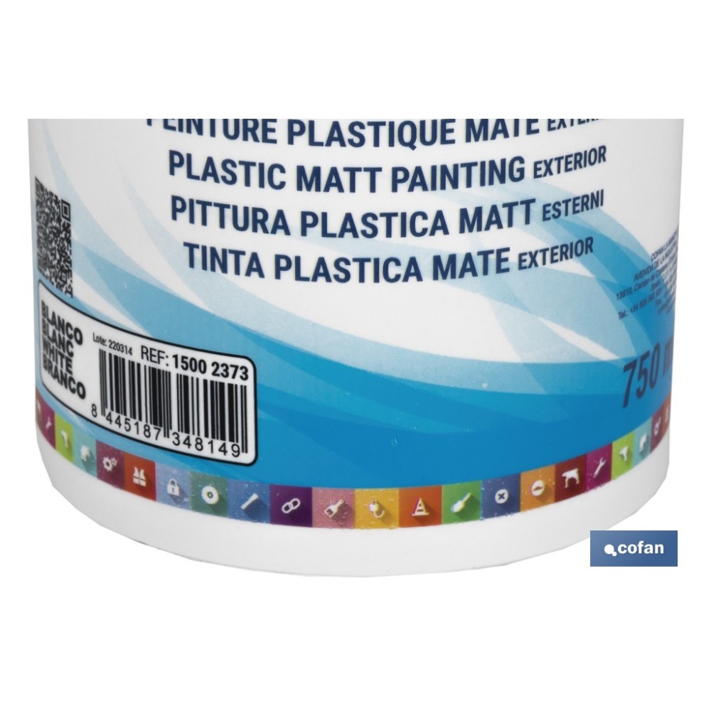 PINTURA PLÁSTICA EXTERIOR MATE 750 ML BLANCO