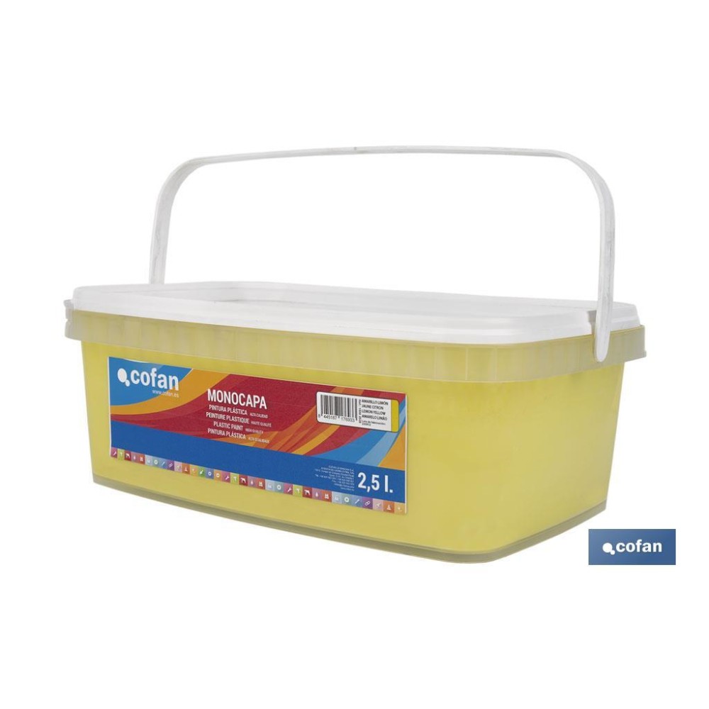 PINTURA PLÁSTICA MONOCAPA Amarillo Limón (2,5 LT)