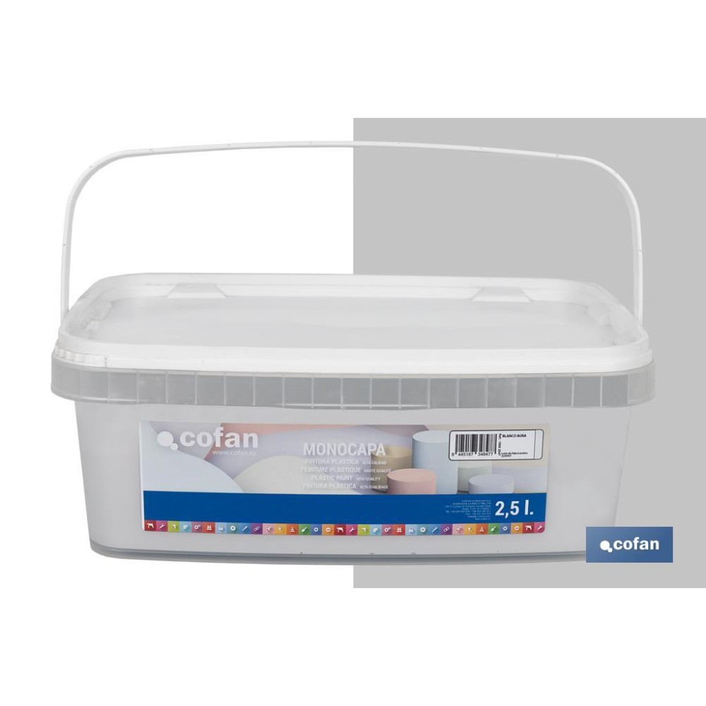 PINTURA PLÁSTICA MONOCAPA BLANCO AURA 2,5 L