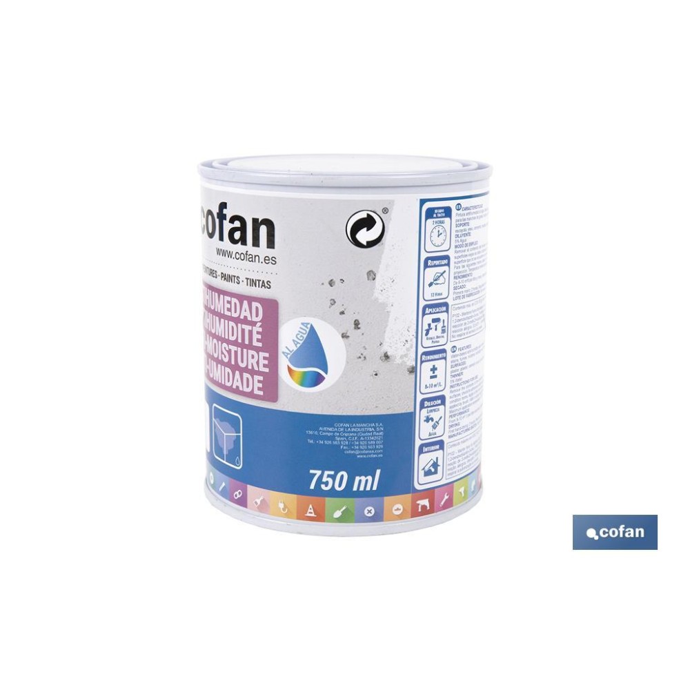 PINTURA ANTIHUMEDAD AL AGUA (750 ML)  BLANCO MATE