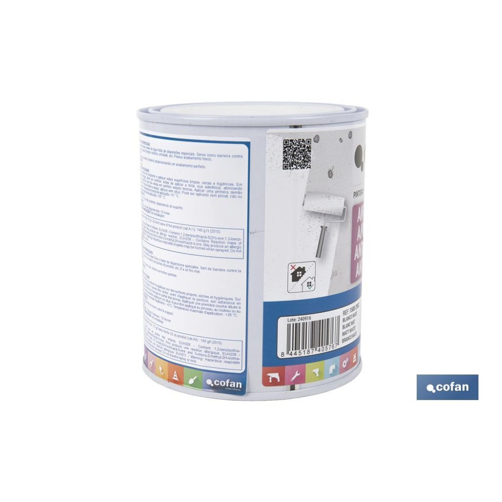 PINTURA ANTIHUMEDAD AL AGUA (750 ML)  BLANCO MATE