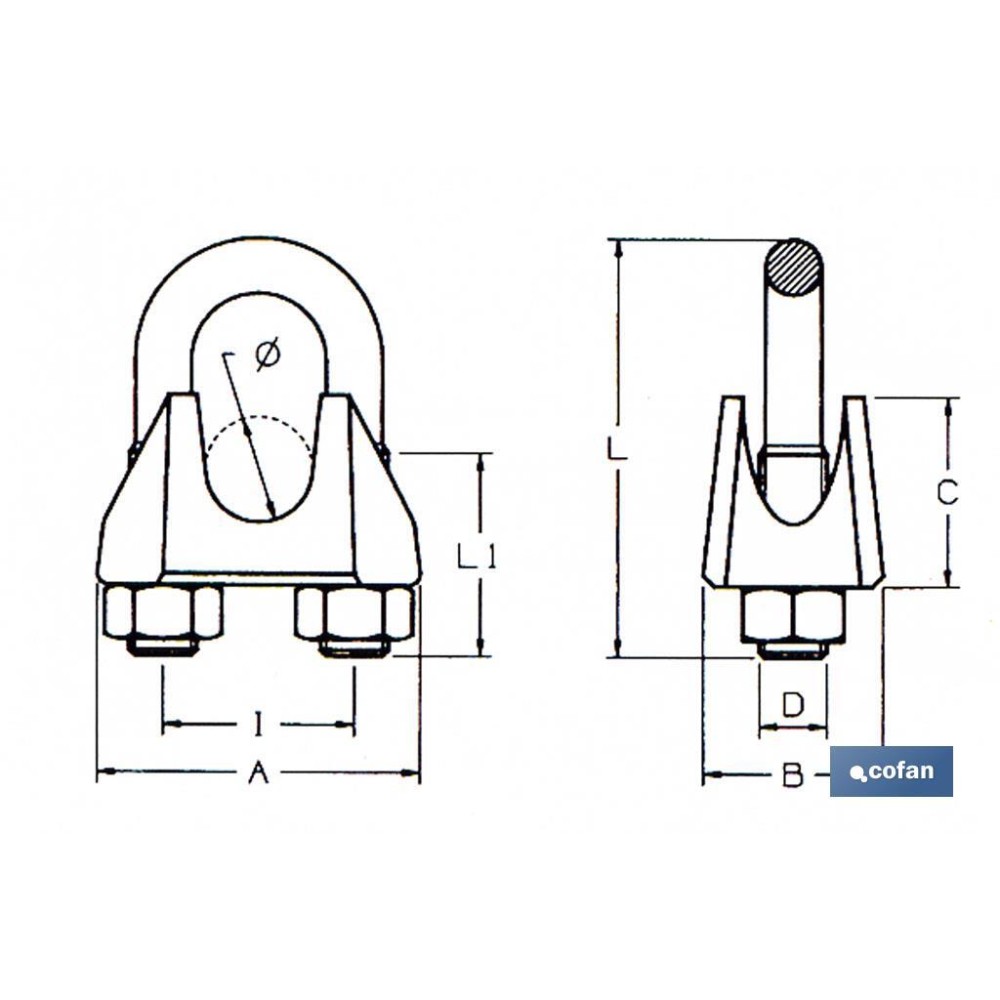 SUJETACABLES DIN-741 ZINCADO M-16 venta unitaria