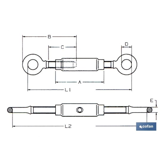 TENSOR ANILLA-ANILLA ZINC. DIN 1480 M-8 Venta unitaria