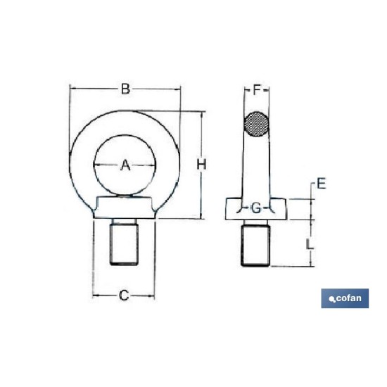 ANILLA ELEVACION MACHO DIN 580 M-12 ZN Venta unitaria
