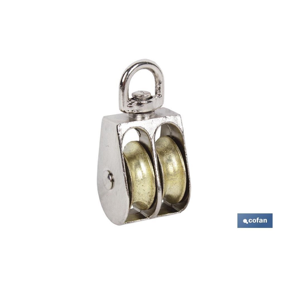 POLEA DOBLE GIRATORIA NIQUELADA (Ø20MM) Venta unitaria