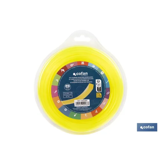 HILO CUADRADO DE NYLON PARA DESBROZADORA 67 M X 2,4 MM