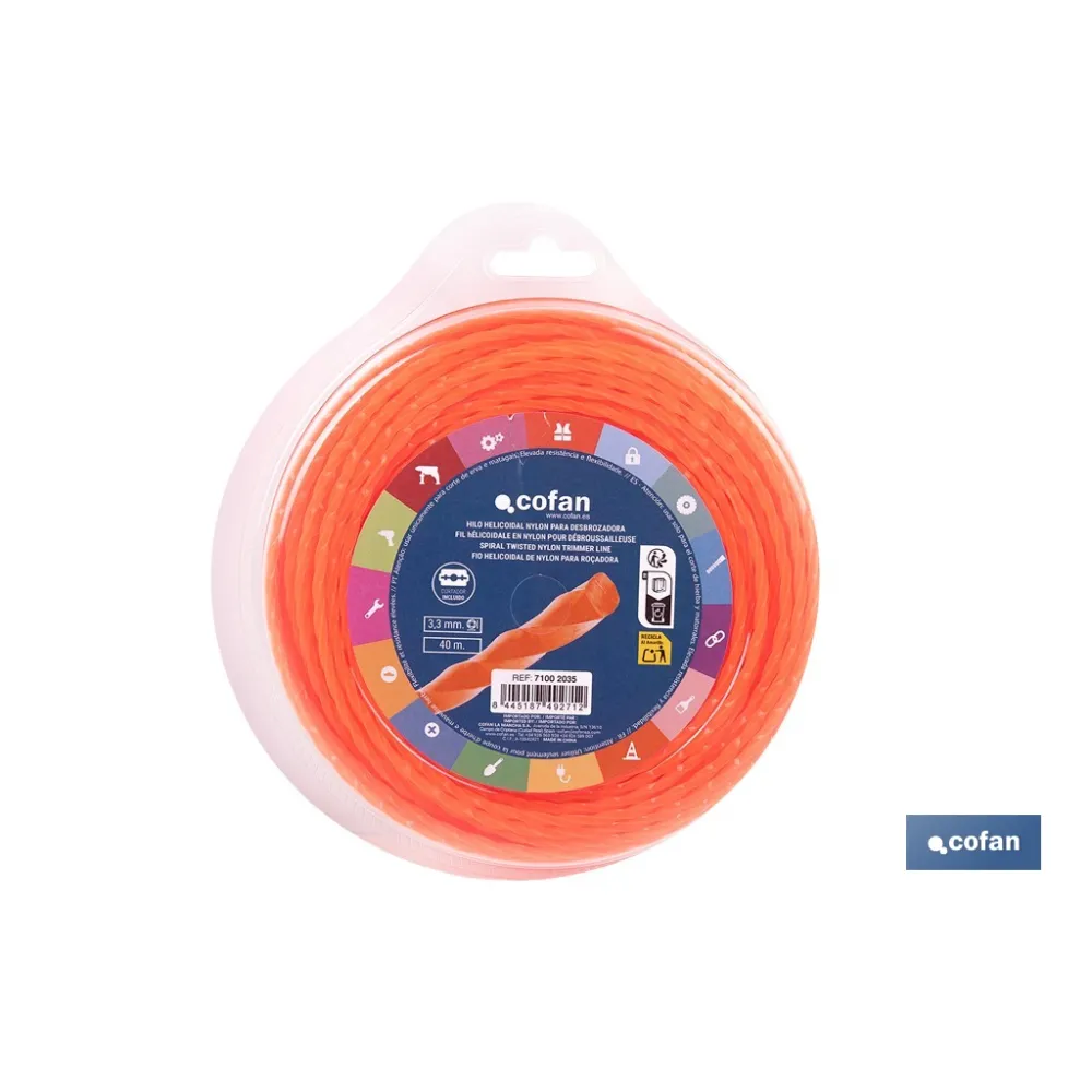 HILO HELICOIDAL DE NYLON PARA DESBROZADORA 40 M X 3,3 MM