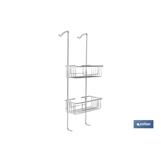 CESTA DE DUCHA DOBLE CON COLGADOR DE ACERO INOXIDABLE 304