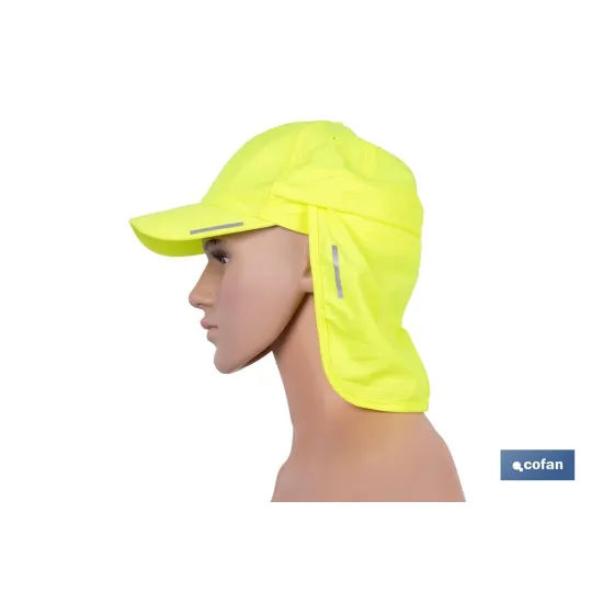 GORRA AMARILLA FLUORESCENTE CON PROTECCIÓN DE NUCA