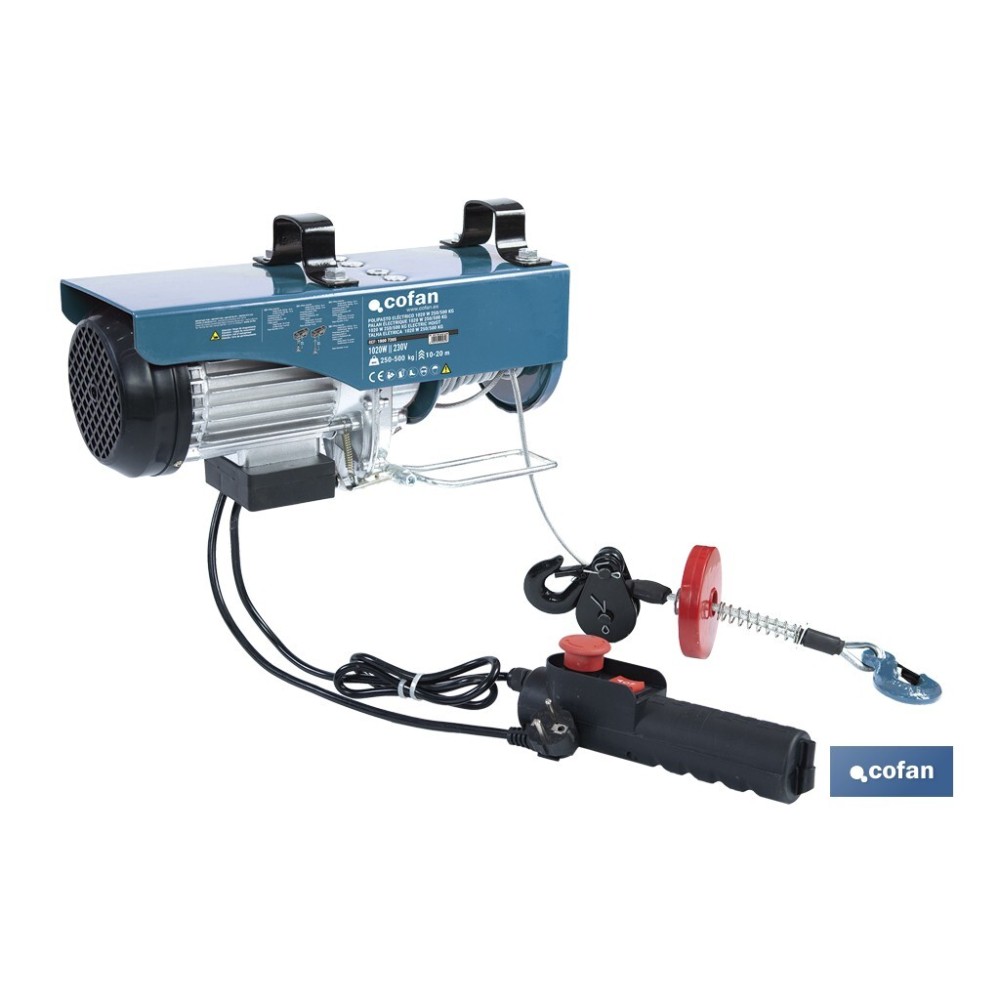 POLIPASTO ELÉCTRICO 1020 W 250/500 KG ELEVACIÓN 10/20 M