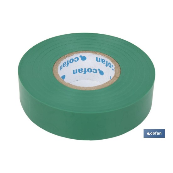 CINTA AISLANTE 180 Micras VERDE 19mmX20 Metros