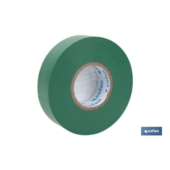 CINTA AISLANTE 180 Micras VERDE 19mmX20 Metros venta unitaria
