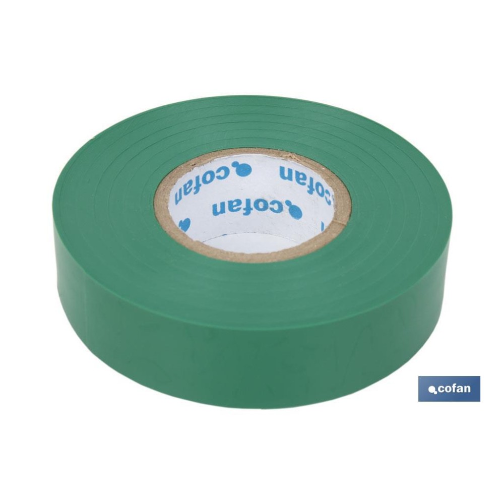 CINTA AISLANTE 180 Micras VERDE 19mmX20 Metros venta unitaria