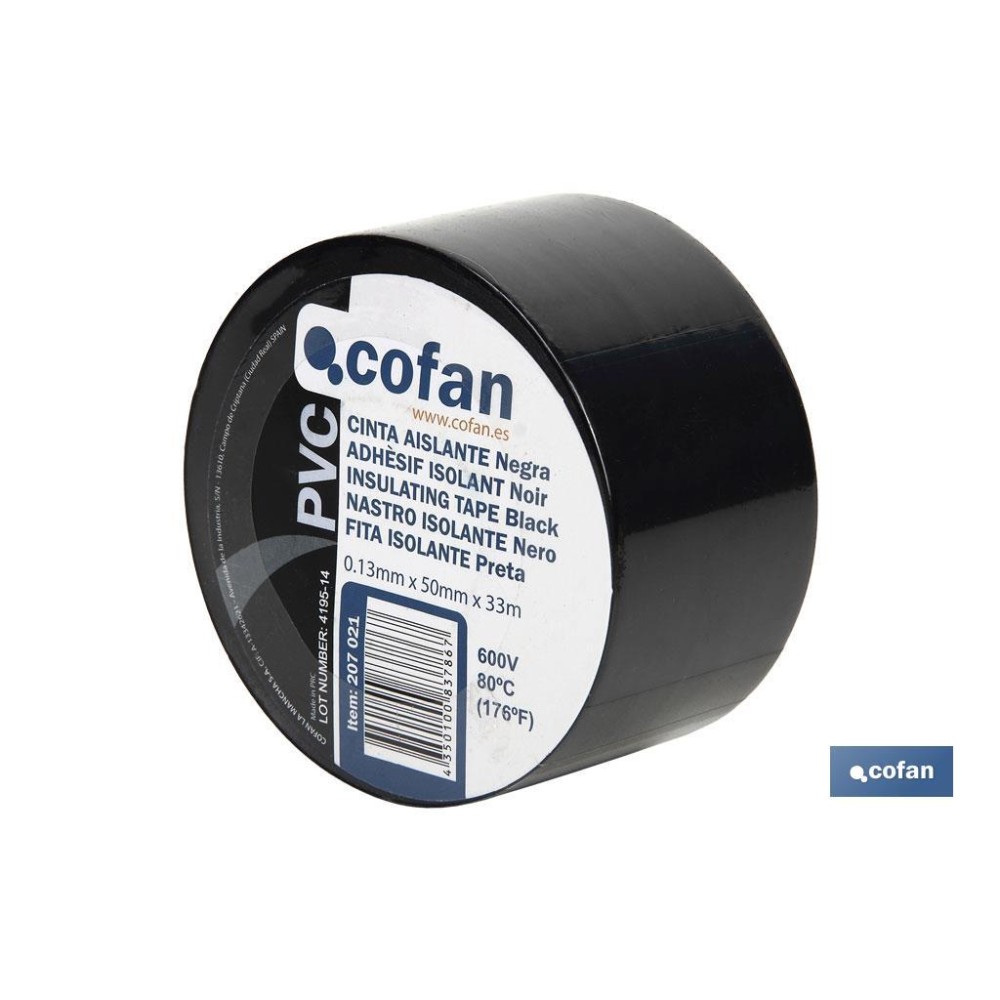 CINTA AISLANTE NEGRA DE 130 MICRAS 50 MM X 33 M