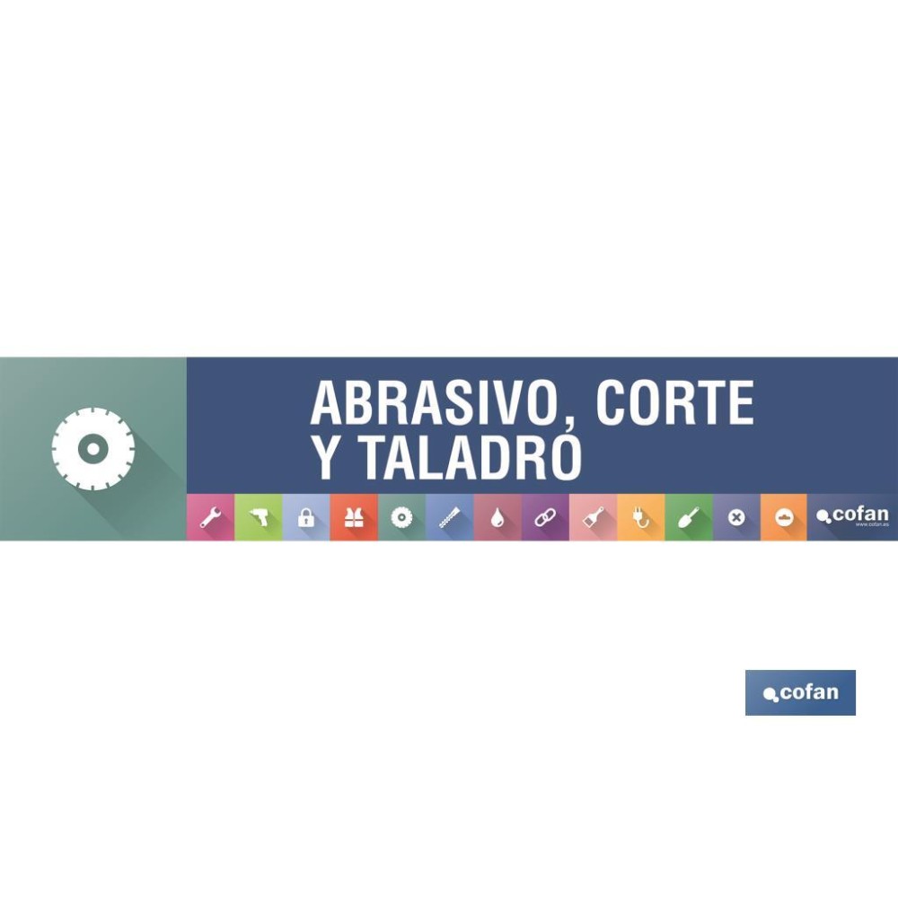 SEÑALETICA IMANTADA PARA EXPOSITOR 975 x 200 mm - ABRASIVO, CORTE Y TALADRO