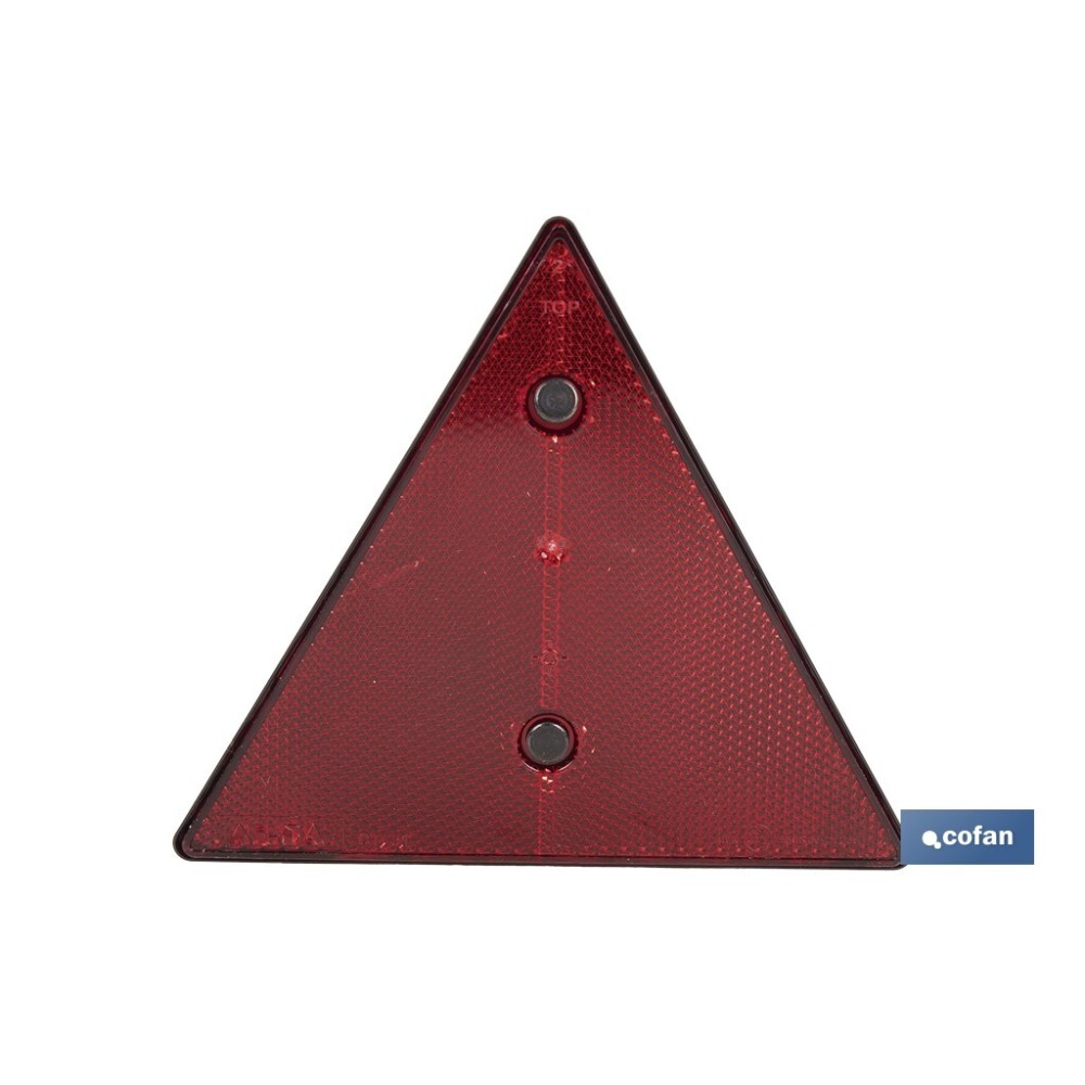 CATADIÓPTRICO TRIANGULAR ROJO 155 X 137 MM CON AGUJERO Y TORNILLOS