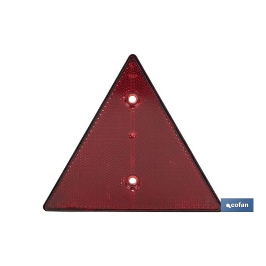 CATADIÓPTRICO TRIANGULAR ROJO 155 X 137 MM CON AGUJERO Y SIN TORNILLOS