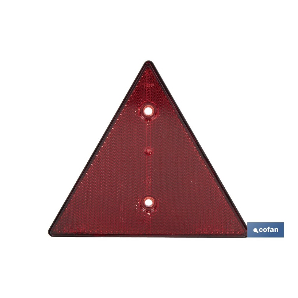 CATADIÓPTRICO TRIANGULAR ROJO 155 X 137 MM CON AGUJERO Y SIN TORNILLOS