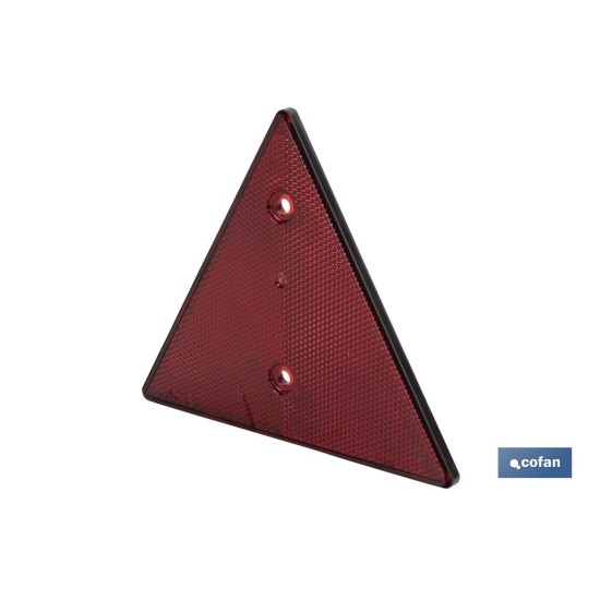CATADIÓPTRICO TRIANGULAR ROJO 155 X 137 MM CON AGUJERO Y SIN TORNILLOS