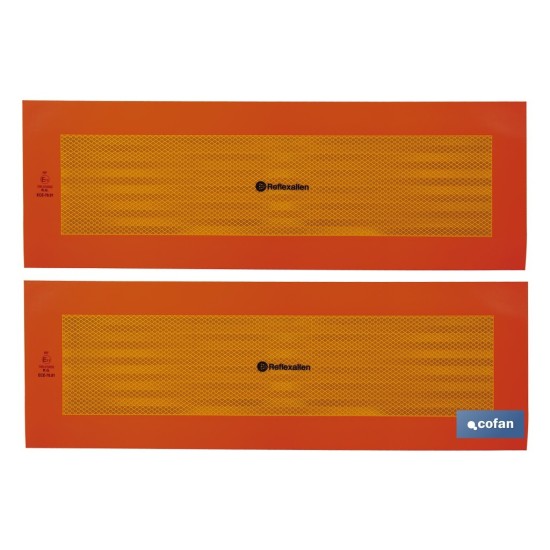 PACK DE 2 UDS. PLACA ADHESIVA V-6 PARA VEHÍCULO LARGO 565 X 195 MM