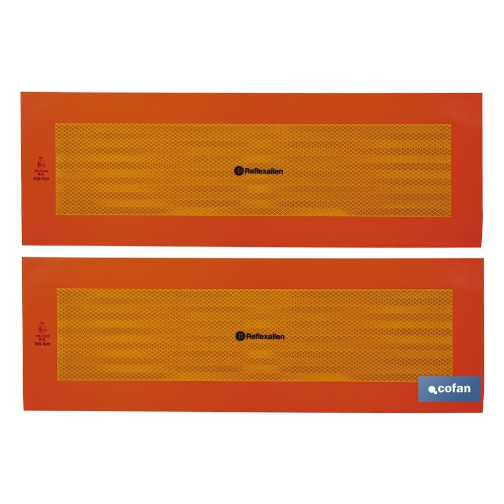 PACK DE 2 UDS. PLACA ADHESIVA V-6 PARA VEHÍCULO LARGO 565 X 195 MM