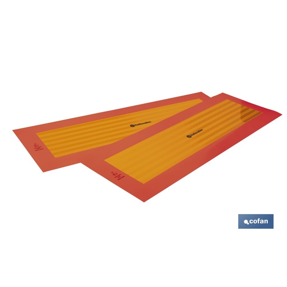 PACK DE 2 UDS. PLACA ADHESIVA V-6 PARA VEHÍCULO LARGO 565 X 195 MM