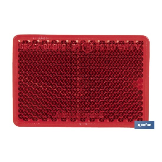 CATADIÓPTRICO RECTANGULAR ROJO 56 X 39 MM CON ADHESIVO