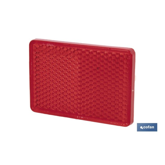 CATADIÓPTRICO RECTANGULAR ROJO 56 X 39 MM CON ADHESIVO