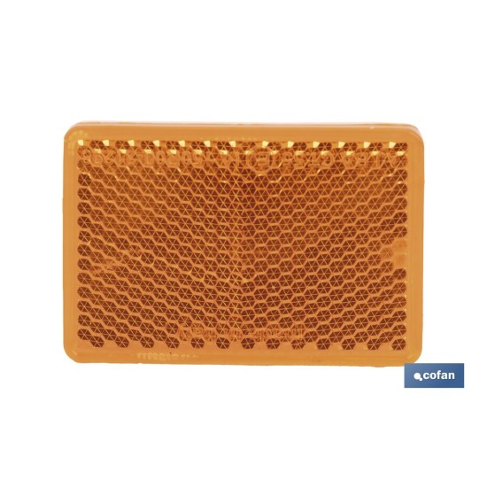 CATADIÓPTRICO RECTANGULAR ÁMBAR 56 X 39 MM CON ADHESIVO