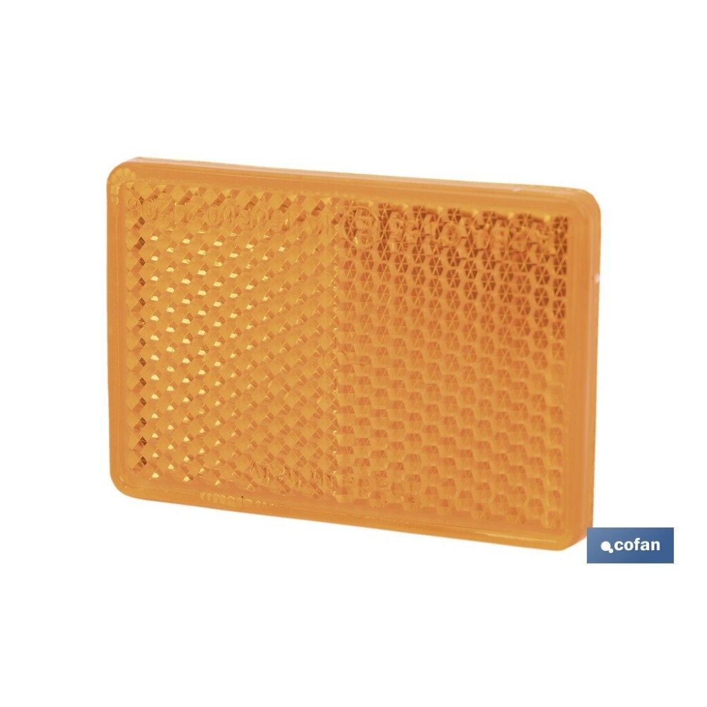 CATADIÓPTRICO RECTANGULAR ÁMBAR 56 X 39 MM CON ADHESIVO