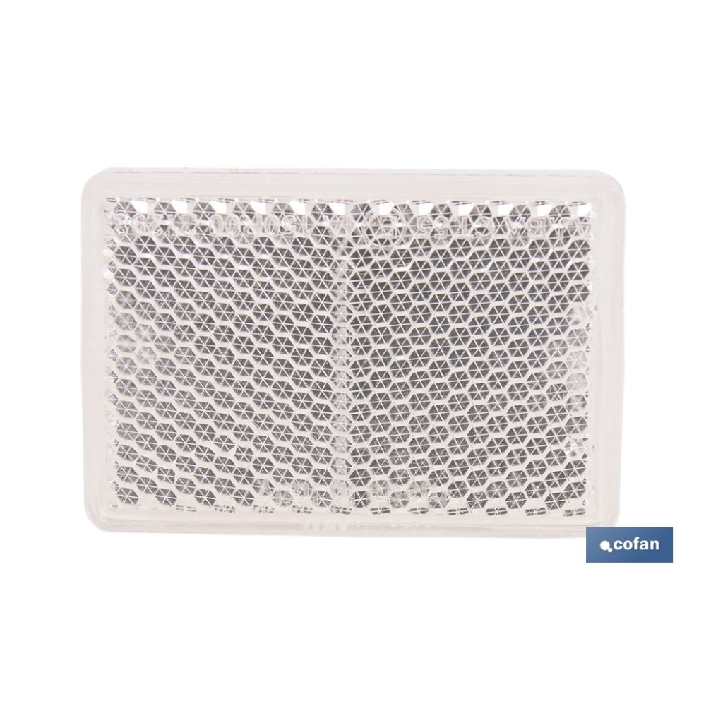 CATADIÓPTRICO RECTANGULAR BLANCO 56 X 39 MM CON ADHESIVO