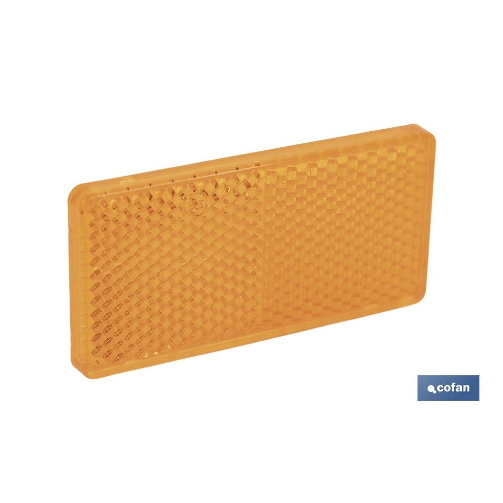 CATADIÓPTRICO RECTANGULAR ÁMBAR 71 X 35 MM CON ADHESIVO