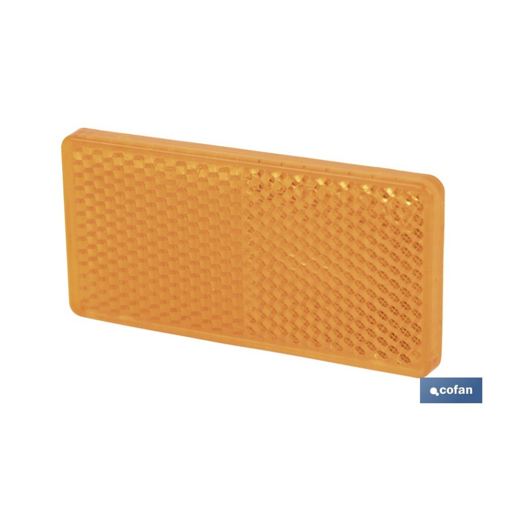 CATADIÓPTRICO RECTANGULAR ÁMBAR 71 X 35 MM CON ADHESIVO