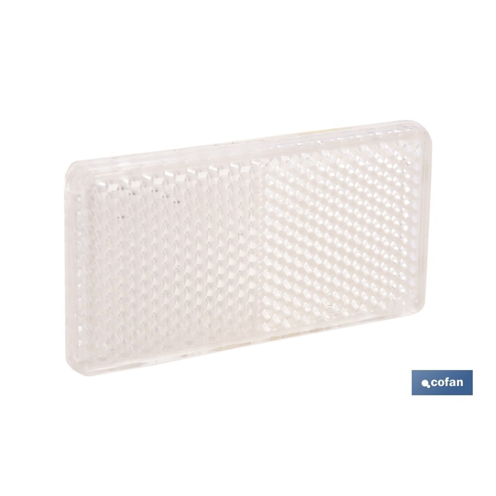 CATADIÓPTRICO RECTANGULAR BLANCO 71 X 35 MM CON ADHESIVO
