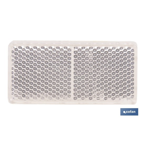 CATADIÓPTRICO RECTANGULAR BLANCO 71 X 35 MM CON ADHESIVO