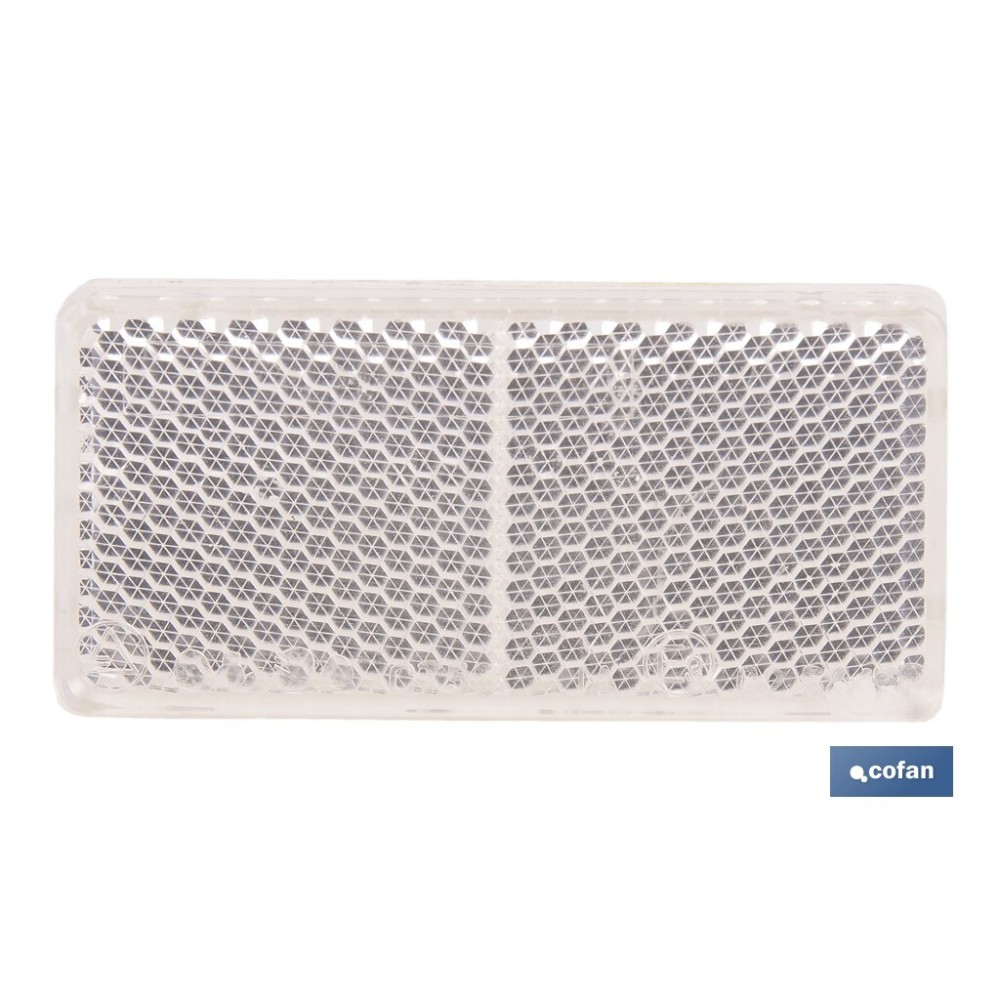 CATADIÓPTRICO RECTANGULAR BLANCO 71 X 35 MM CON ADHESIVO