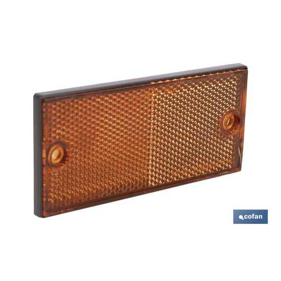 CATADIÓPTRICO RECTANGULAR ÁMBAR 106 X 50 MM CON AGUJERO SIN TORNILLO CON ADHESIVO