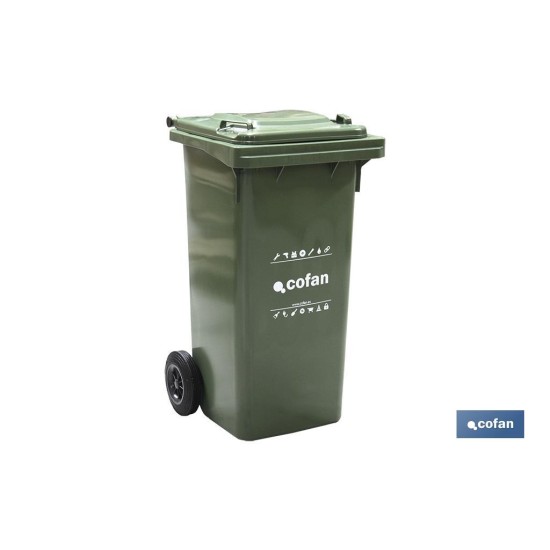 CONTENEDOR 2 RUEDAS 120 LITROS COLOR VERDE