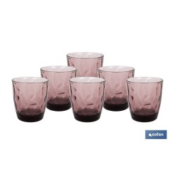 PACK 6 VASOS DE AGUA VIDRIO 30,5 CL COLOR PURPURA MODELO JADE