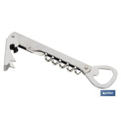 SACACORCHOS DE ACERO INOXIDABLE CON ABRIDOR 14 CM