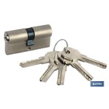 CILINDRO DE SEGURIDAD DE NÍQUEL PARA LLAVE NORMAL 35/35 - LEVA LARGA IGUALADOS AAA