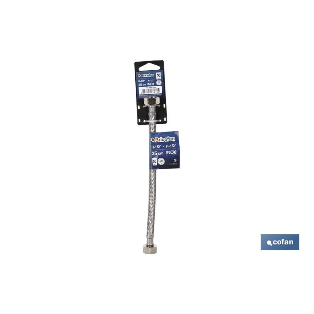 CONEXIÓN FLEXIBLE INOX M1/2- H1/2 20 CM. (PACK: 1 UDS) - Almacén de Ferretería Acor